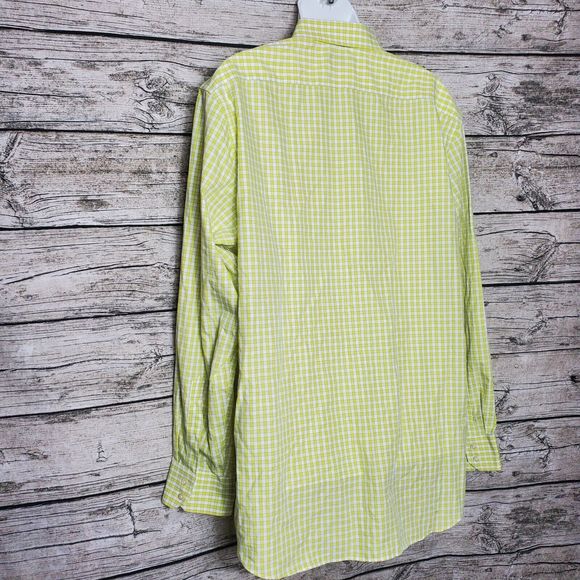 Banana Republic Men's Slim Fit Non Iron Long Sleeve Yellow Check Shirt Sz XL - Picture 3 of 8